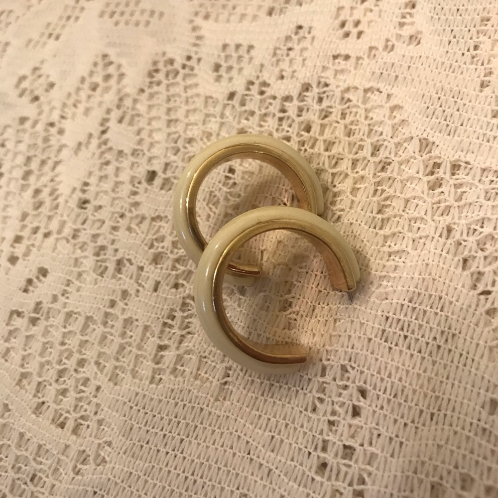 Vintage gold and white hoops